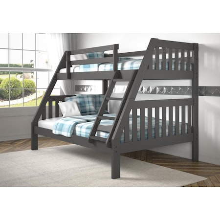Donco Kids PD-1018-3DG-TF Twin Over Full Mission Bunk Bed, Dark Grey PD_1018_3DG_TF